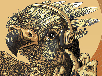 Deafheaven & Baroness Poster - Crop 2 art band color digital drawing falcon gig poster head portrait headphones illustration isometric line metal music pen poster wacom