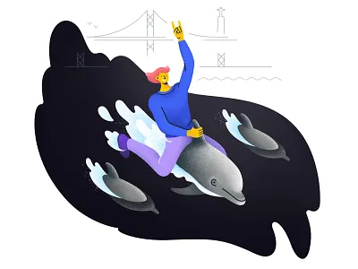 Tejo Dolphin Ride: Illustration 25 de abril aroundlisbon blob cristo rei dolphin dolphin ride extreme sports grain illustrations illustration lisboa lisbon lisbonsights lisbontour lisbontourist portugal river tejo tejo tourism tourist turismolisboa