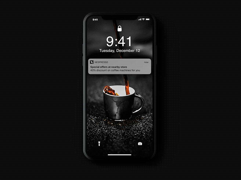 Concept for Nespresso - animation of "localize your content" animation apple black clean coffee concept design divante ecommerce ios iphone progressive web app pwa ui white