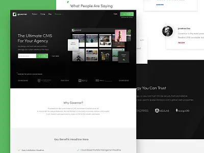 Governor CMS Website brand clean cms governor layout minimal modern parker peterson ui ui design ux web web design