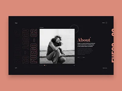 Fuego - About Slider art direction branding clean design fire fuego identity slider threejs typography ui ux web webdesign webgl