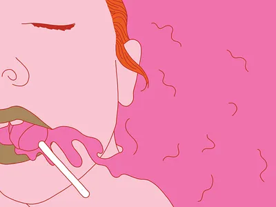 sticky situation candy food illustration ink lollipop pastel philly pink weird