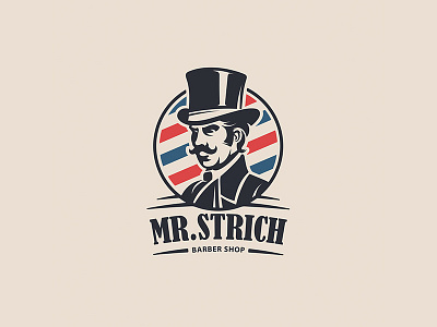 Barbershop Mr. Strich barber barber logo barber shop barbershop hair haircut head illustration razor southpaw