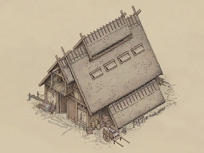 Warehouse Concept architecture art building concept concept art design fantasy game game art house illustration isometric isometric art isometric illustration line art medieval nordic town viking warehouse