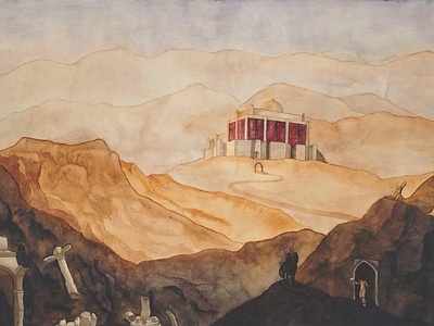 The Great Desert City book art desert illustration landscape landscape illustration painting warm colors watercolor watercolor art