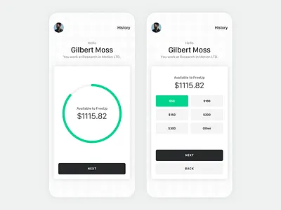 Financial Technology App app cards chart clean design green minimal minimalistic pattern pie sketch uber ui ux white