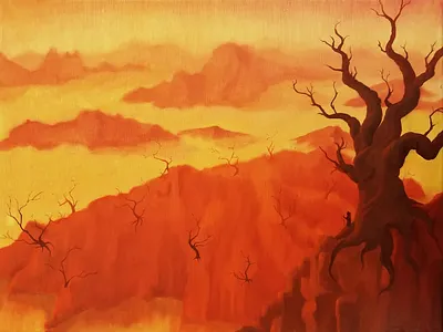 The Arrival book art desert design illustration painting tree warm colors