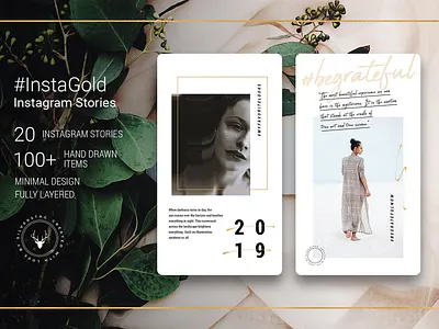 #Instagold - Minimal Gold Instagram Stories creative creative market creativemarket design elegant illustration inspiration instagram instagram pack instagram stories modern products social media social pack watercolor