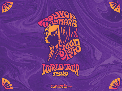 World Tour poster for funky soul jazz band 60s 70s band band merch branding design funk funky icon illustration jazz logo merch music musician purple retro soul typography vector