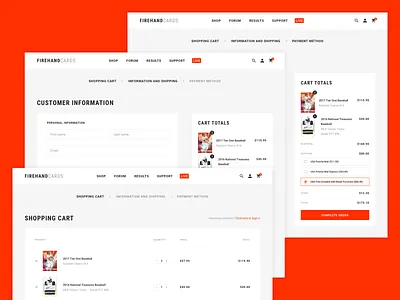 Figrehand Cards : Shopping Process baseball basketball card ecommerce football hobby product shop shopping web web design website