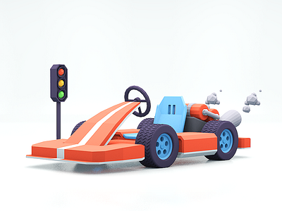 Go kart c4d design go kart traffic light ui