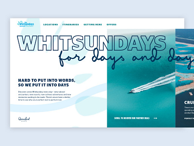 Whitsundays Landing Page - Days and Days horizontal scroll landing page minimal queensland tourism website travel travel website ui web design website whitsundays