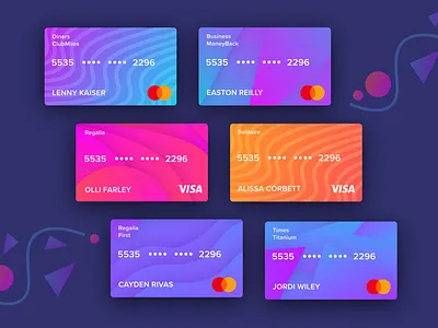Free UI Kit for Virtual Credit card/ Debit card | Freebie app bank bank card clean credit card debit card finance free ui kit gradient color gradients illustration mobile money payment ronak chhatwal ui vector virtual card wallet wallet app