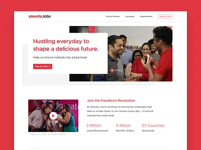 Zomato Jobs branding design design challenge flat illustration minimal typography ui ux vector web zomato