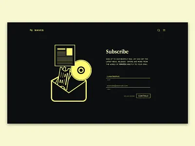 Sign up page - WAVE Mailing list branding dailui daily design flat illustration minimal typography ui vector web website