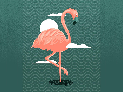 Flamingo art bird clouds design digital draw drawing environment flamingo illustration landscape leg legs pink procreate series texture waves wavy wings