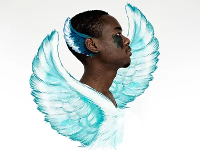 Angel blue creative illustration simple white