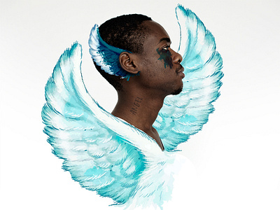Angel blue creative illustration simple white