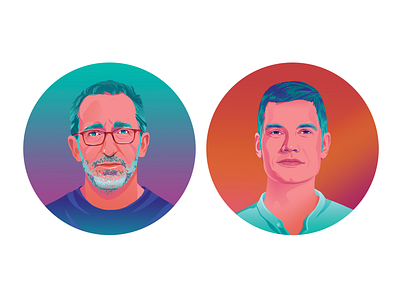 Drops Application - team portraits application drops face gradient illustration man portrait portraits team