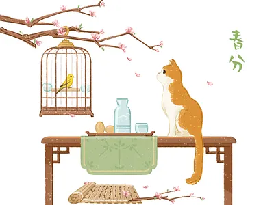 春分 the Spring Equinox drawing illustration spring