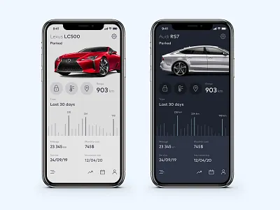 Dark or light theme? [ Car App Concept ] app app branding car color design ios ui ui ux ux