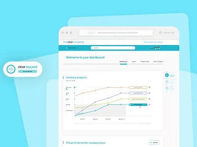 Progress graph in clear assured dashboard accessibility admin anchors dashboard graph menu ui ux webdesign