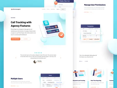 PhoneWagon Feature Page 3d analytic branding dashboard feature header header illustration homepage icon illustration landing logo ma77design marketing message messaging platform number onboarding website