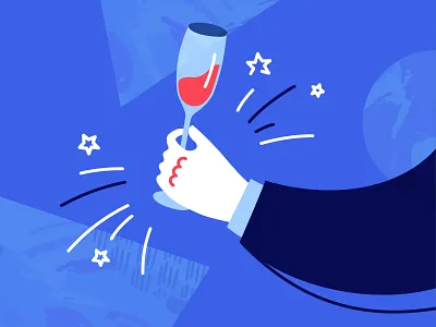 Friday! alcohol arm evening friday glass goblet hand holiday illustration jingle liquor party rest restaurant ring stars texture wine wine glass