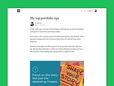 My top portfolio tips article design graphic design icon design medium article porfolio portfolios ux design web design writing