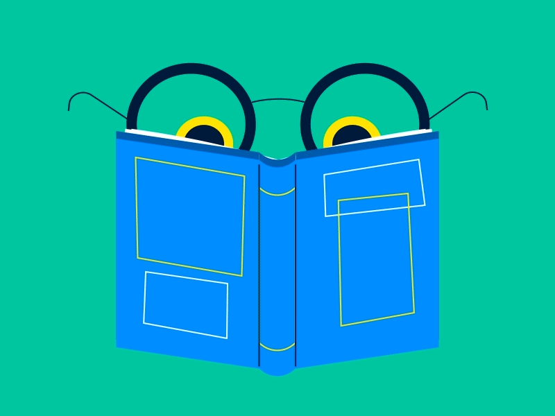 Animography - Benton Sans Bold - Quotation marks animated bentonsansbold books eyes glasses library loop quotations type university