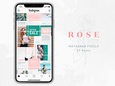 Instagram Puzzle - Rose insta instagram instagram banners instagram blog instagram posts instagram puzzle media promotions rose social template