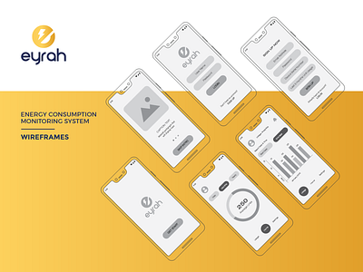 Eyrah Mobile App Wireframes device mockup energy monitoring app eyrah icon design mobile app wireframe mobile apps mobile mockup mobile ui design mobile website mockup modern ui ui design ui ux design user interface design ux design web design website website design wireframe design wireframes