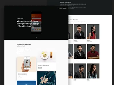 Ambient agency corporate landing page mockup user interface