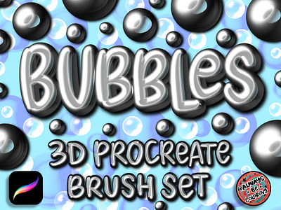 Procreate Bubbles 3D Brush Set alwaysbecoloring branding design font graphic design illustration logo procreate typography