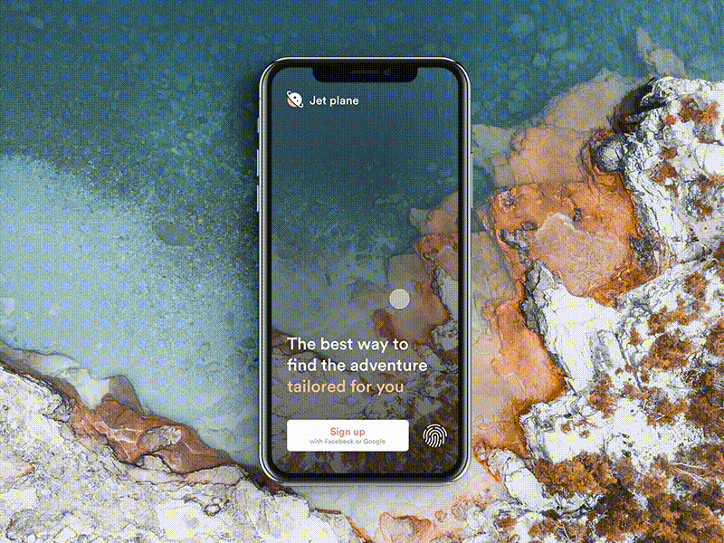 Jet Plane app branding design fingerprint gradient invision studio iphone logo sketch travel web