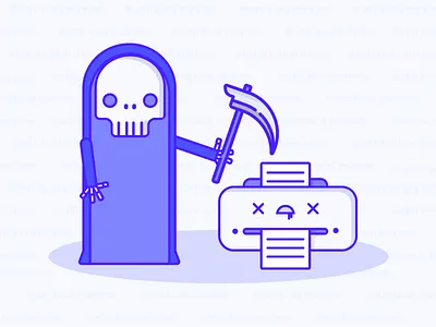 The Printer Killer character grim reaper illustration printer skull