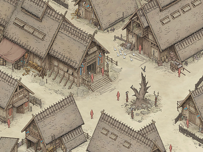 Viking Town Concept architecture art building concept concept art design environment design fantasy game game art house illustration isometric isometric art isometric illustration isometry medieval nordic town viking