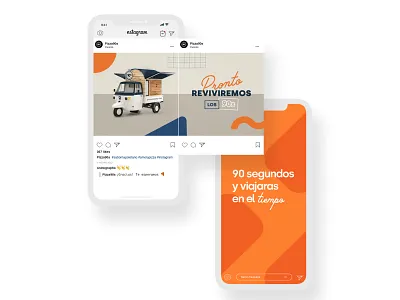 Social Media Brand Design — @pizza90s branding food hot layout pizza social media