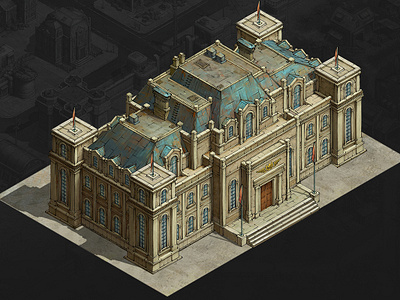 Headquarters architecture art building concept concept art design game game art game asset illustration isometric isometric art isometric illustration war