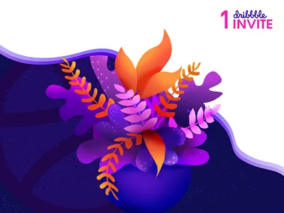 1 Dribbble Invite animal brush brush and ink culture design draft dribbble dribbble ball dribbble debut flat illustration invitation invite leaf nature pattern plant tropic vector
