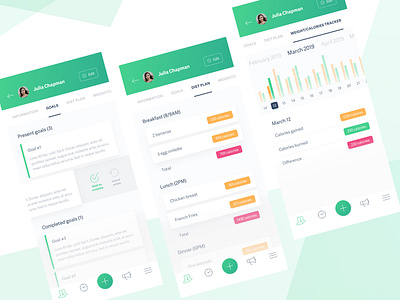 NutriMe UI [Screens exploration] calories tracker diet plan goal tracker health app health app ui health app ux ios app mobile app mobile ui mobile ux