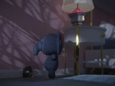 When the People Lights Go Off 3d art bedroom blender3d character concept elephant mouse