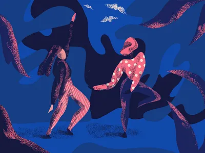 Dancing in the forest action adobe art art direction blue and pink dance moves dancing design digital editorial forest gesture girl drawing girls graphic design graphicdesigners illustration inspiration inspiration art vector