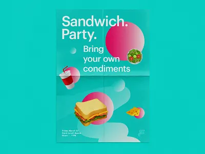 Sandwich Party culture design emoji food gradient poster print toronto