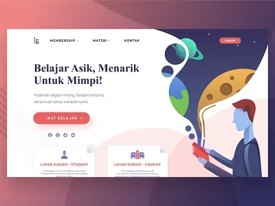 Layar Sukses - Landing Page UI Design campus card course landing page learning planet school study ui ui design ux ux design