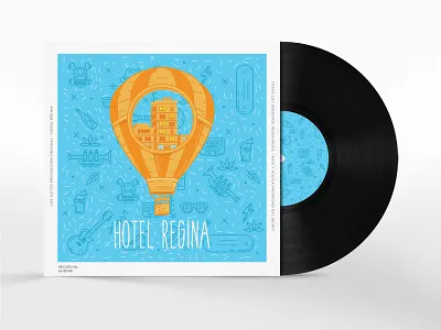 Hotel Regina - Music badge branding bulding colours design flat guitar hot air balloon icon icons illustration logo music
