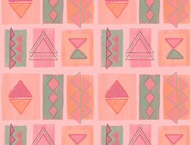 Try Some Angles geometric moroccan orange pattern pink seamless pattern teal