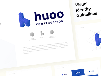 Huoo Construction ~ Brand Identity brand identity brand identity construction branding construction logo graphic design h logo letter h logo logo design