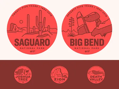 National Park Anniversary Stickers big bend death valley joshua tree national park saguaro sierra club zion