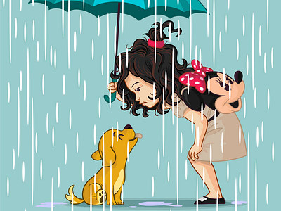 Rainy Day baby branding character design children children book illustration concept cute adorable design dog girl illustration kid kindness little girl love mascot puppy rainy day vector wavy hair